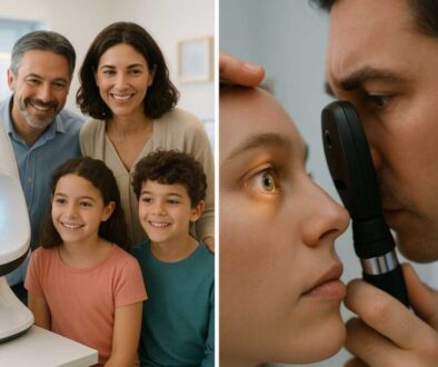 Comparison of modern retinal imaging technology and traditional dilated eye examination techniques showing family-friendly eye care options at West Broward Eyecare Associates