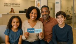 Tamarac family consulting with West Broward Eyecare Associates about vision insurance versus medical insurance coverage for comprehensive eye care