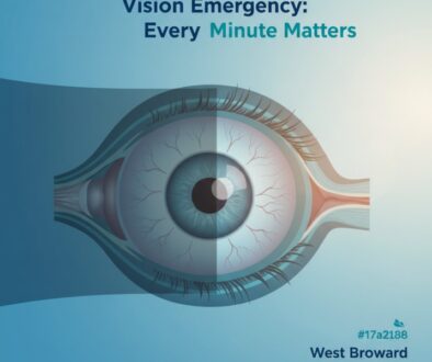Medical illustration of an eye showing vision loss symptoms with partial shadow effect, representing the urgency of seeking immediate care for sudden vision changes