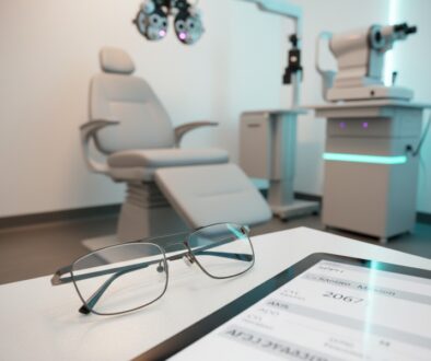 Modern eyeglass prescription update guide featuring professional eyeglasses and advanced eye care diagnostic equipment at West Broward Eye Care Associates in Tamarac, Florida