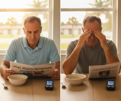 Diabetic patient in Tamarac experiencing blurry vision in the evening after clear vision in the morning, illustrating fluctuating diabetic vision changes.